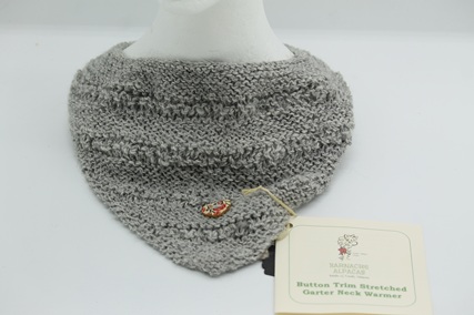 Button Trim Stretched Garter Neck Warmer