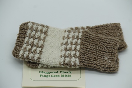 Staggered Check Fingerless Mitts